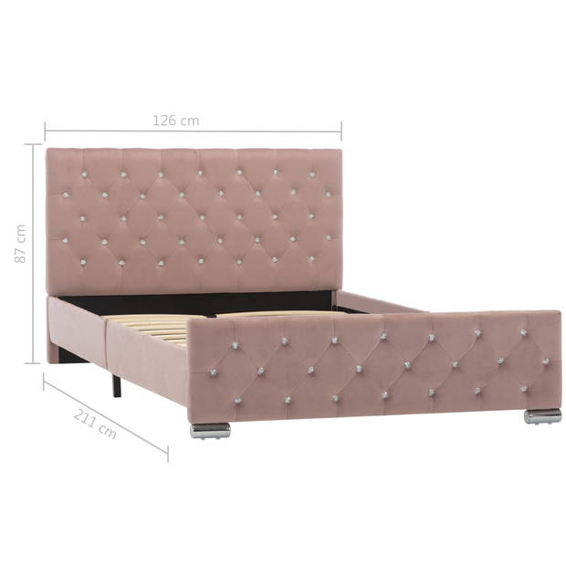 vidaXL Bedframe fluweel roze 120x200 cm