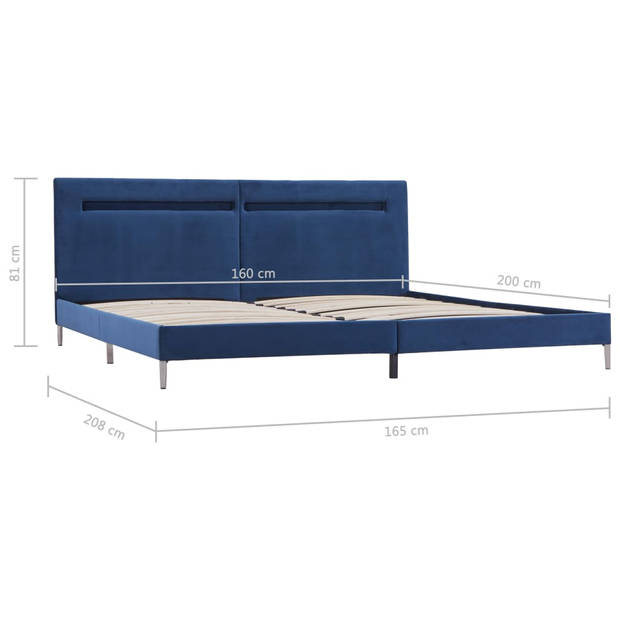 vidaXL Bedframe met LED stof blauw 160x200 cm