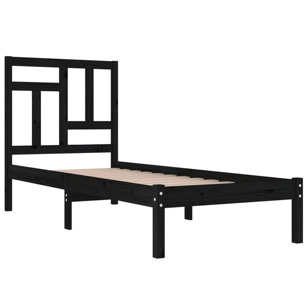 vidaXL Bedframe massief grenenhout zwart 90x190 cm