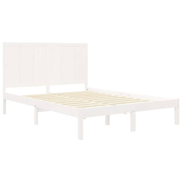 vidaXL Bedframe massief grenenhout wit 140x190 cm