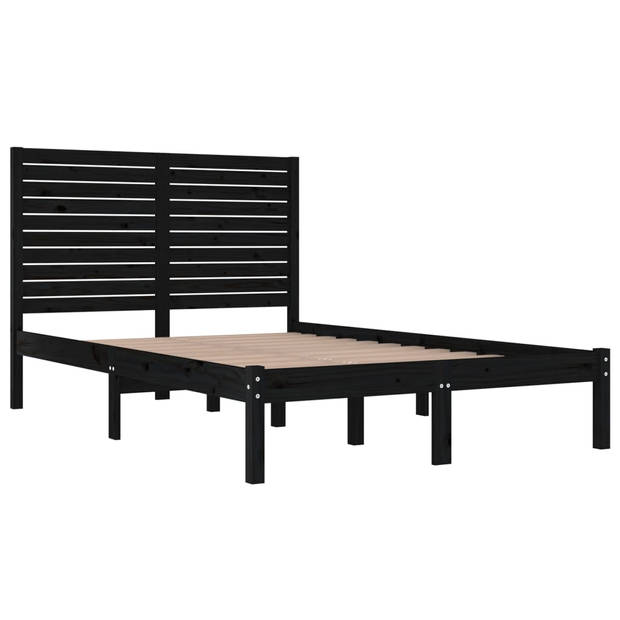 vidaXL Bedframe massief hout zwart 120x190 cm