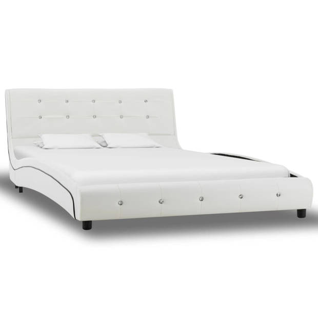 vidaXL Bed met traagschuim matras kunstleer wit 120x200 cm