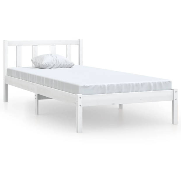 vidaXL Bedframe massief grenenhout wit 90x190 cm