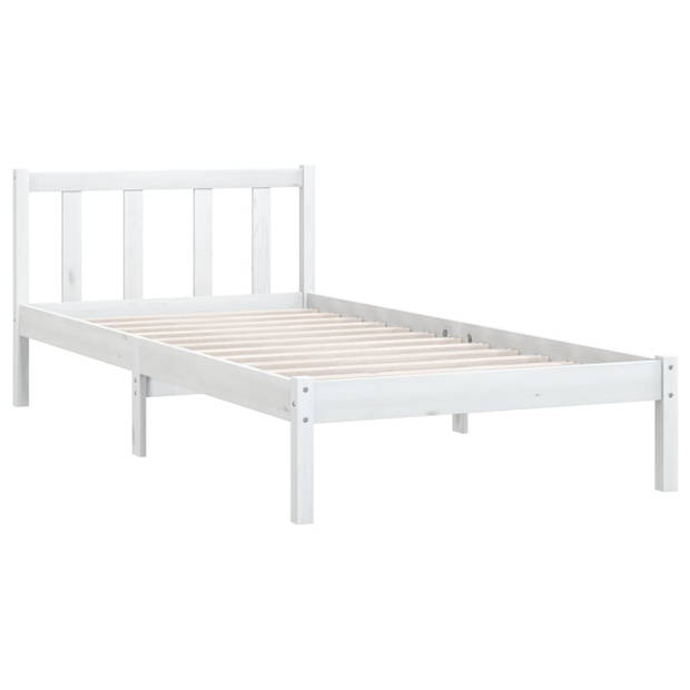 vidaXL Bedframe massief grenenhout wit 75x190 cm 2FT6 Small Single