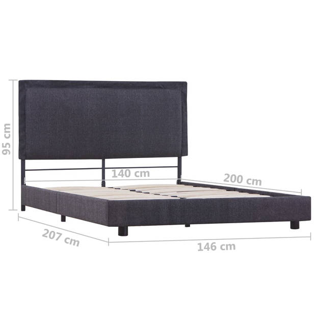 vidaXL Bedframe stof donkergrijs 140x200 cm