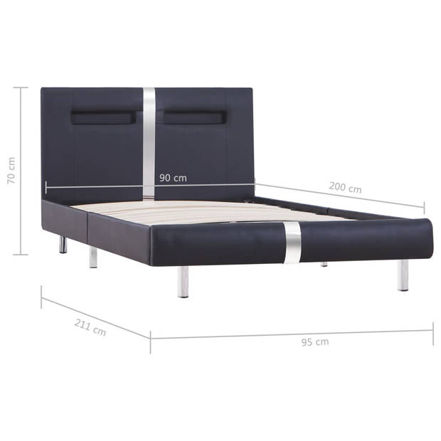 vidaXL Bedframe met LED kunstleer zwart 90x200 cm