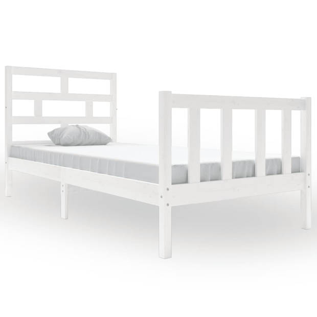 vidaXL Bedframe massief grenenhout wit 90x200 cm