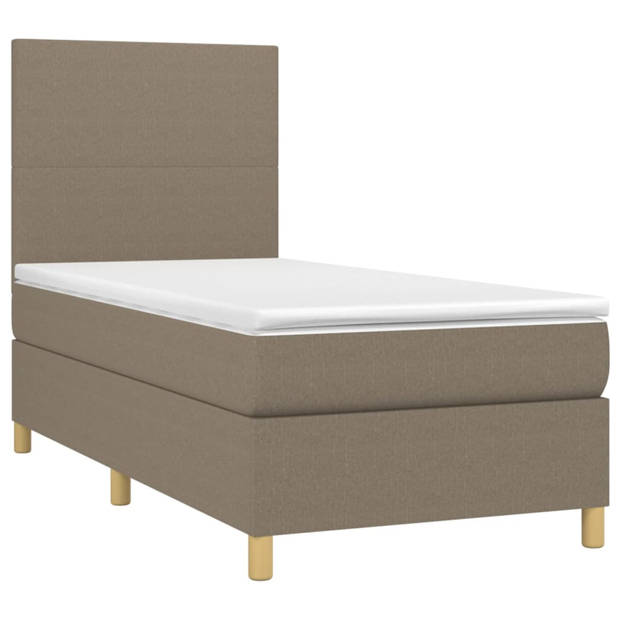 vidaXL Boxspring met matras stof taupe 90x200 cm