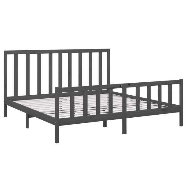 vidaXL Bedframe massief grenenhout grijs 200x200 cm