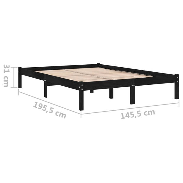 vidaXL Bedframe massief grenenhout zwart 140x190 cm