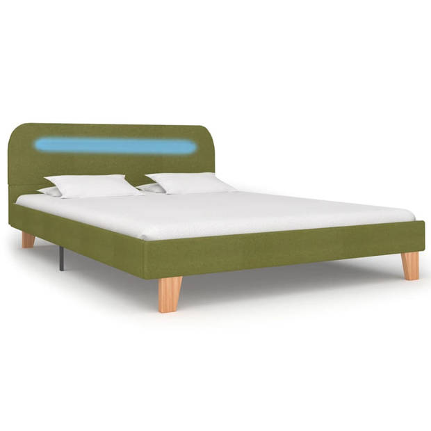 vidaXL Bedframe met LED stof groen 140x200 cm