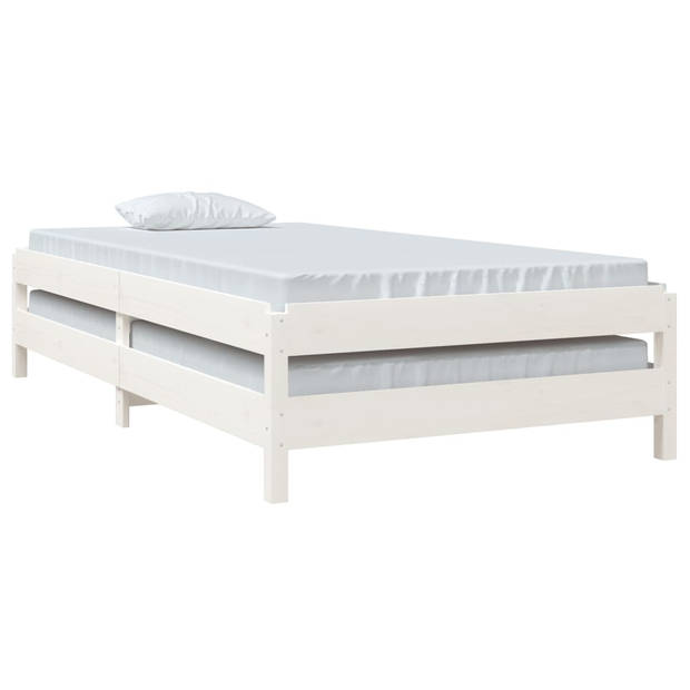 vidaXL Bed stapelbaar 90x200 cm massief grenenhout wit
