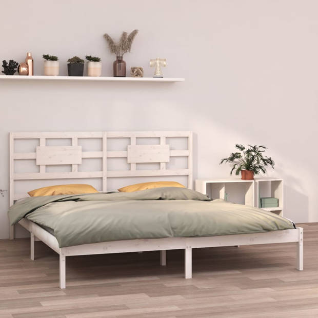 vidaXL Bedframe massief hout wit 160x200 cm