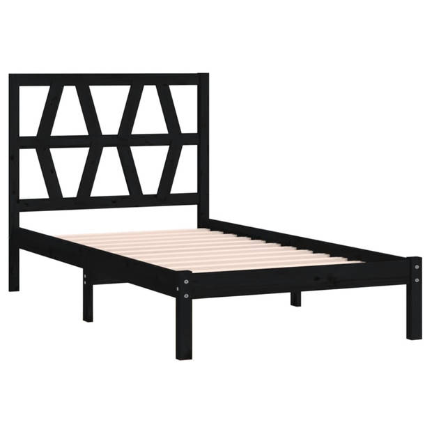 vidaXL Bedframe massief grenenhout zwart 90x190 cm