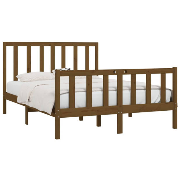 vidaXL Bedframe massief hout honingbruin 150x200 cm