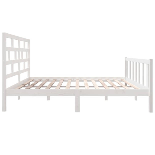 vidaXL Bedframe massief grenenhout wit 135x190 cm 4FT6 Double