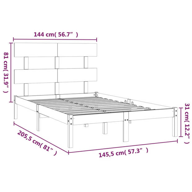 vidaXL Bedframe massief hout 140x200 cm