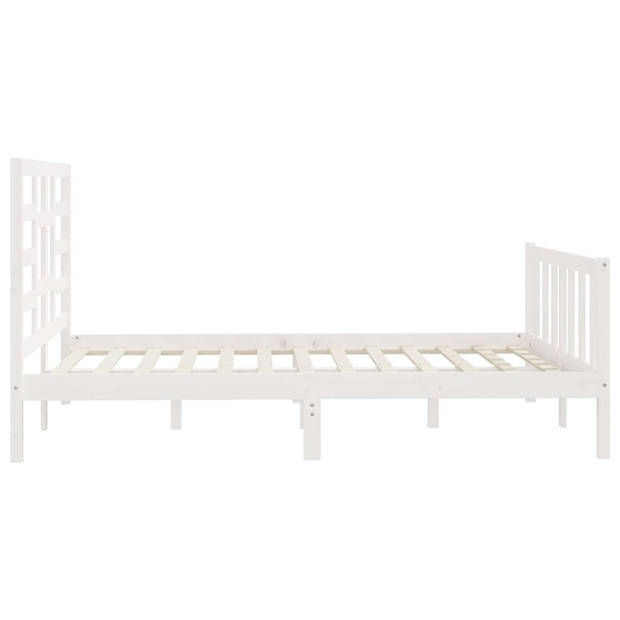 vidaXL Bedframe massief hout wit 150x200 cm