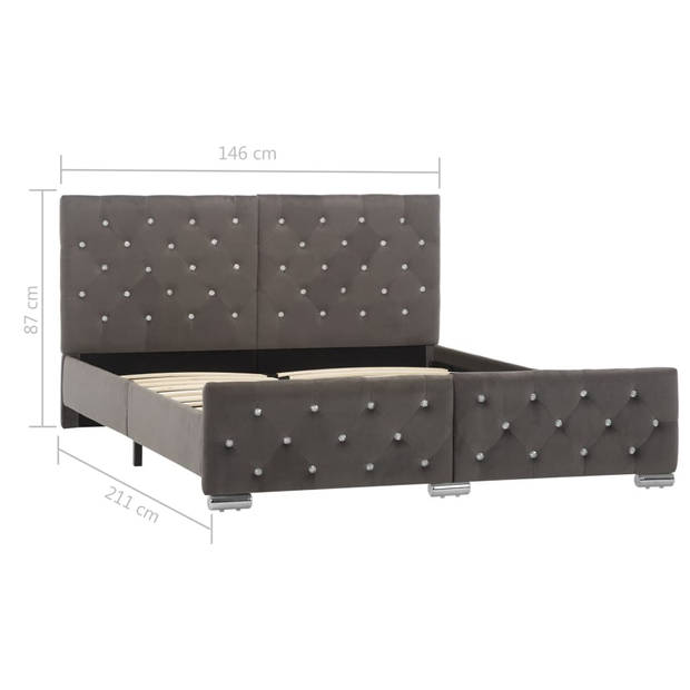 vidaXL Bedframe fluweel grijs 140x200 cm