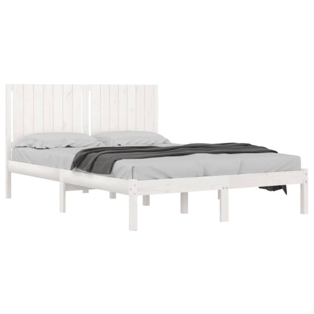 vidaXL Bedframe massief grenenhout wit 160x200 cm