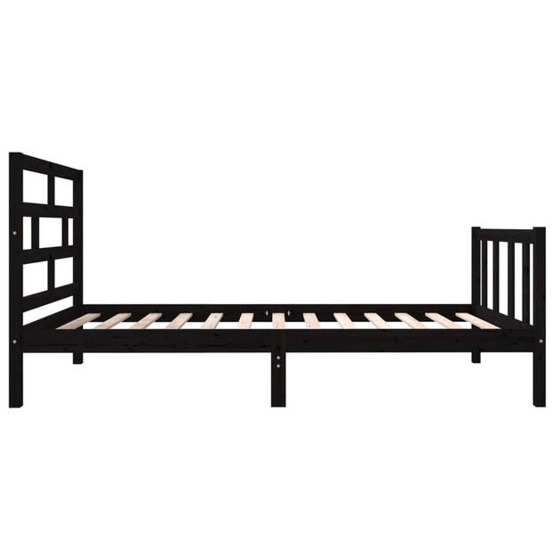 vidaXL Bedframe massief grenenhout zwart 90x190 cm