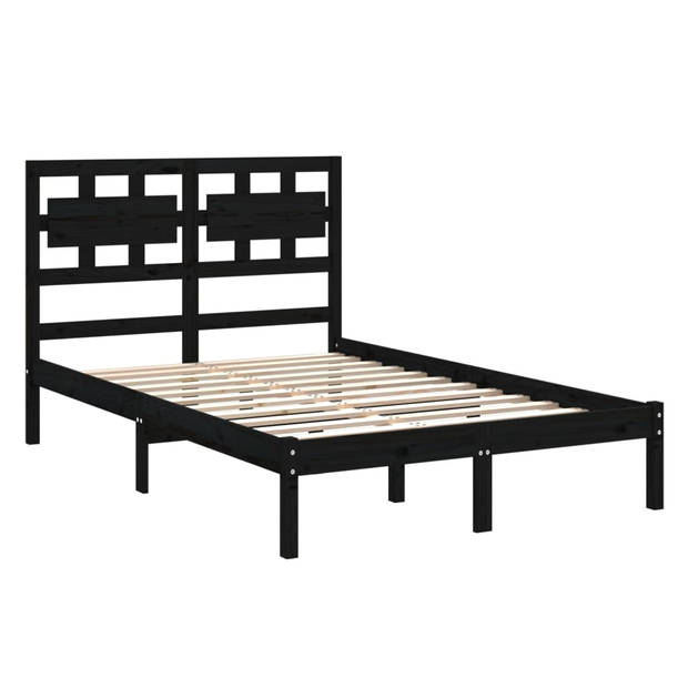 vidaXL Bedframe massief hout zwart 120x200 cm