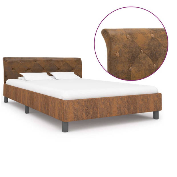 vidaXL Bedframe kunstsuède bruin 120x200 cm