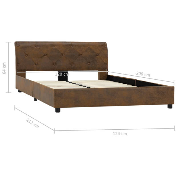 vidaXL Bedframe kunstsuède bruin 120x200 cm