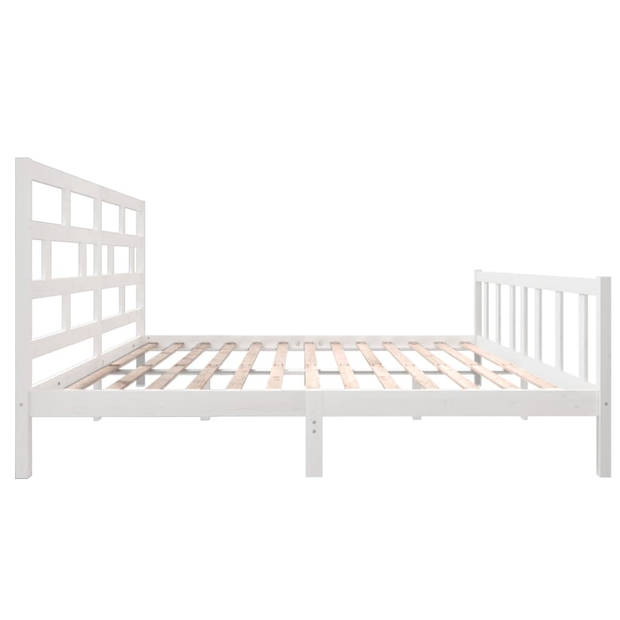 vidaXL Bedframe massief grenenhout wit 200x200 cm