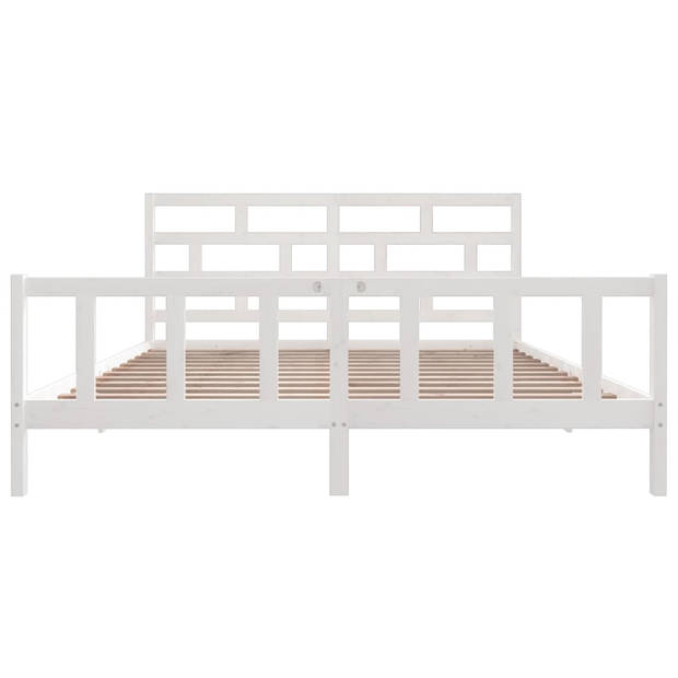 vidaXL Bedframe massief grenenhout wit 200x200 cm