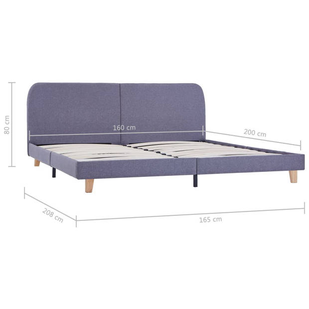 vidaXL Bedframe stof lichtgrijs 160x200 cm