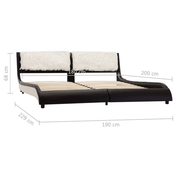 vidaXL Bedframe met LED kunstleer zwart en wit 180x200 cm