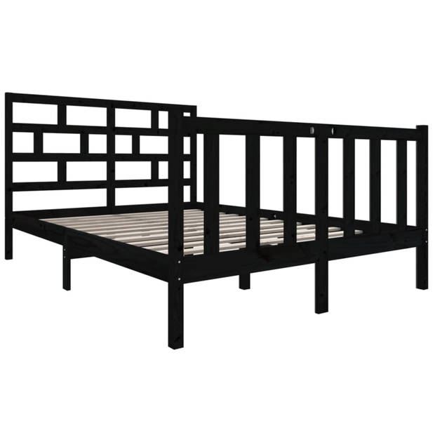 vidaXL Bedframe massief grenenhout zwart 120x190 cm