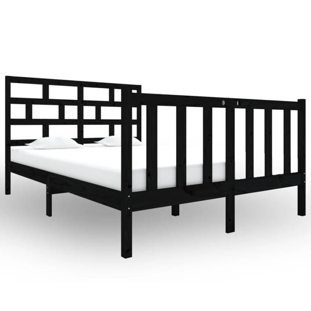 vidaXL Bedframe massief grenenhout zwart 120x190 cm