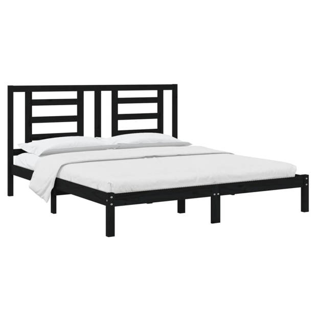 vidaXL Bedframe massief hout zwart 180x200 cm