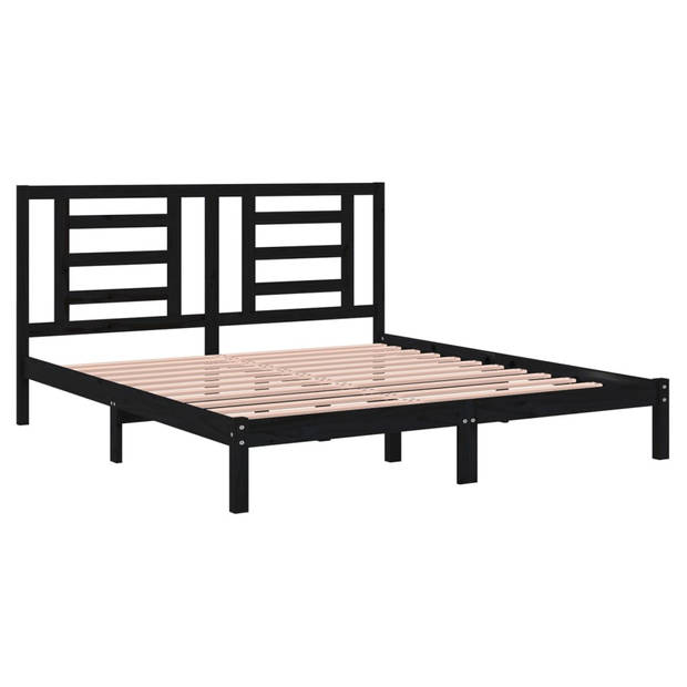 vidaXL Bedframe massief hout zwart 180x200 cm