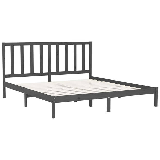 vidaXL Bedframe massief hout grijs 180x200 cm