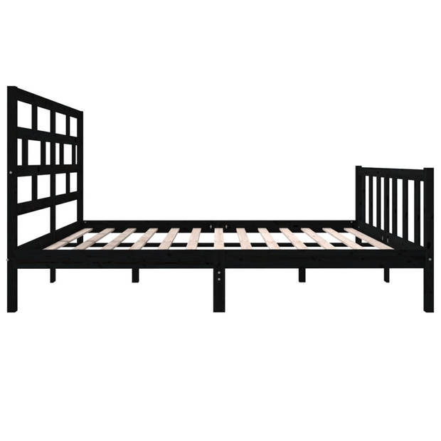 vidaXL Bedframe massief grenenhout zwart 120x200 cm