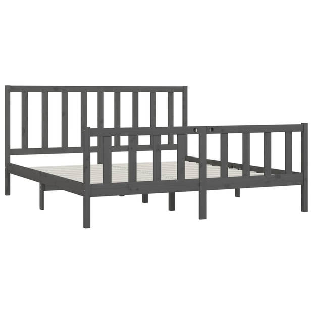 vidaXL Bedframe massief hout grijs 200x200 cm