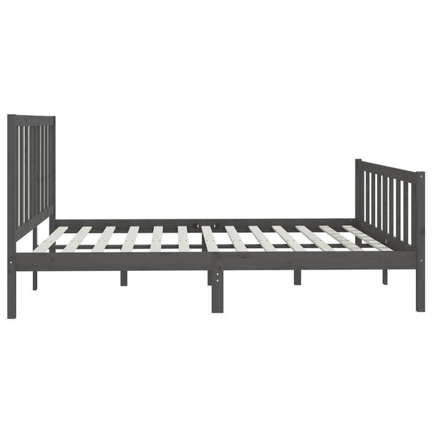 vidaXL Bedframe massief hout grijs 200x200 cm