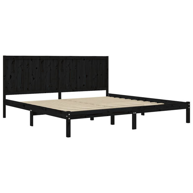 vidaXL Bedframe massief grenenhout zwart 200x200 cm