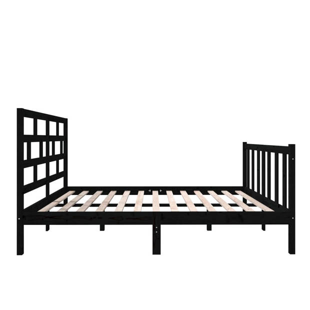 vidaXL Bedframe massief grenenhout zwart 140x190 cm