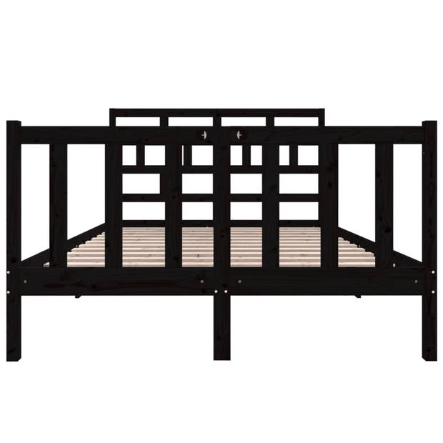 vidaXL Bedframe massief grenenhout zwart 140x190 cm