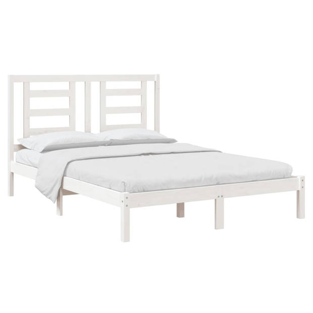 vidaXL Bedframe massief grenenhout wit 140x200 cm