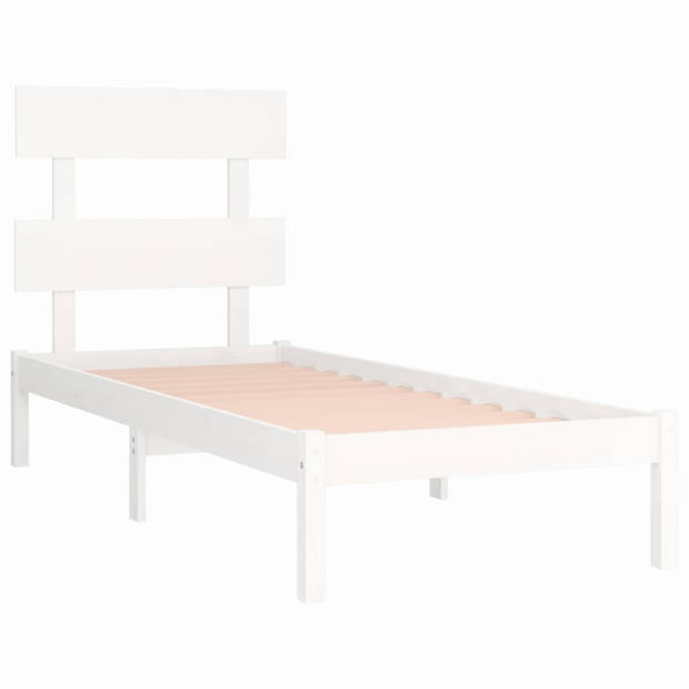 vidaXL Bedframe massief hout wit 100x200 cm