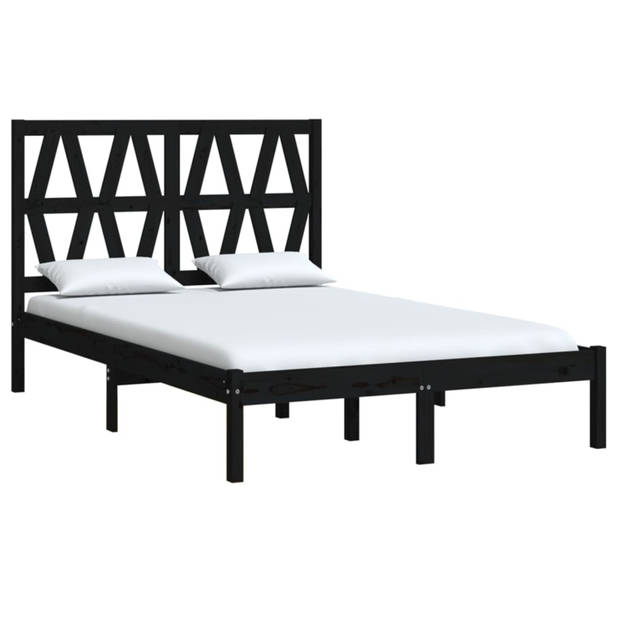 vidaXL Bedframe massief grenenhout zwart 120x200 cm