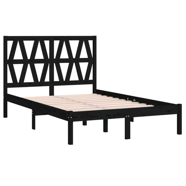 vidaXL Bedframe massief grenenhout zwart 140x190 cm