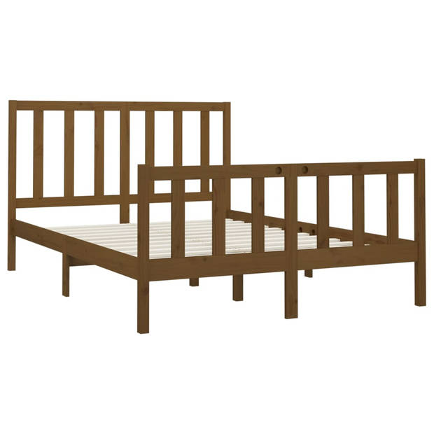 vidaXL Bedframe grenenhout honingbruin 150x200 cm