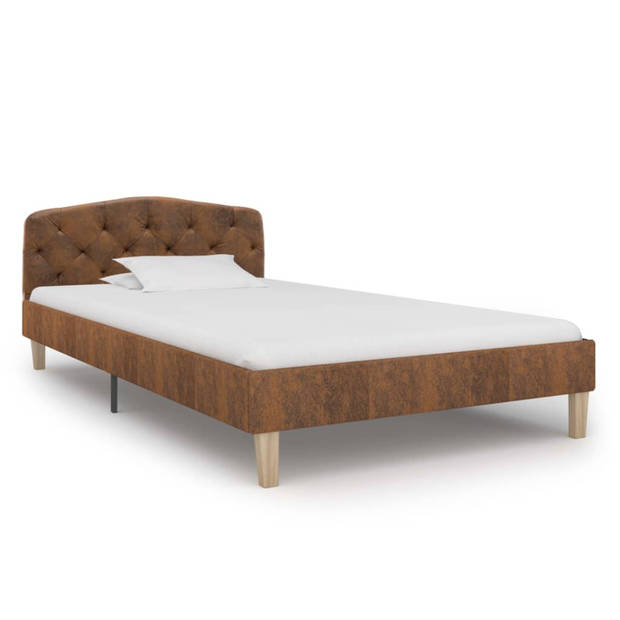 vidaXL Bedframe kunstsuède bruin 90x200 cm