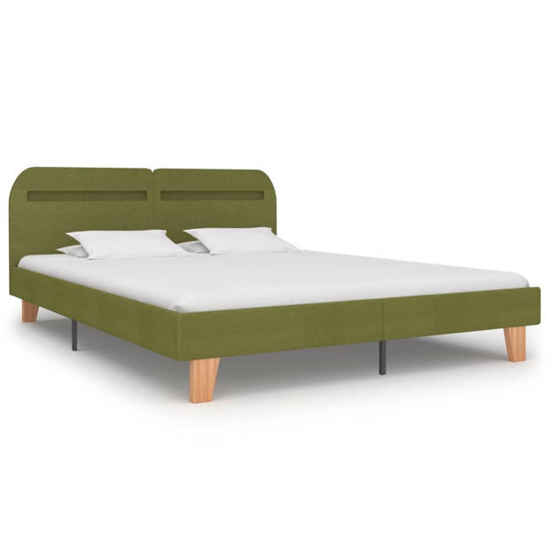 vidaXL Bedframe met LED stof groen 160x200 cm